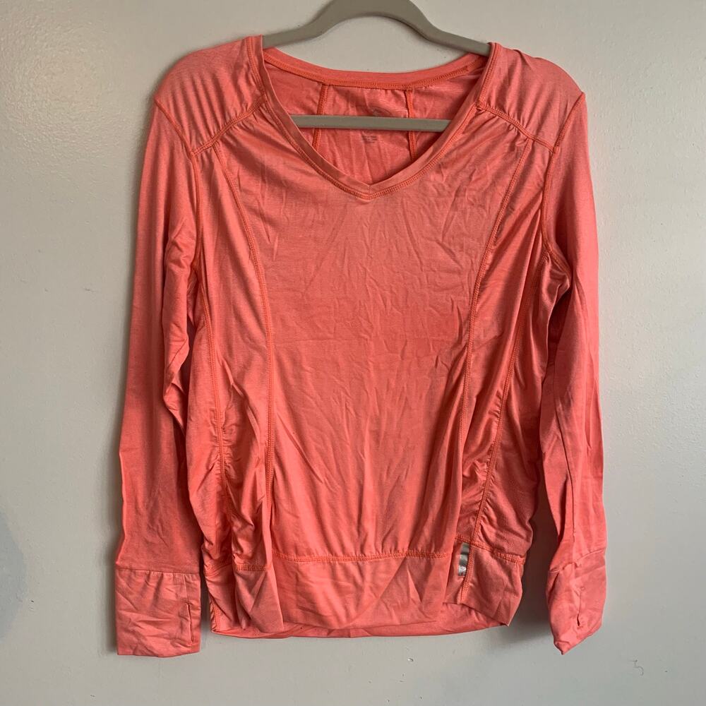Tangerine Women’s Long Sleeve Athletic Top Size Large Bright Coral Thumbholes